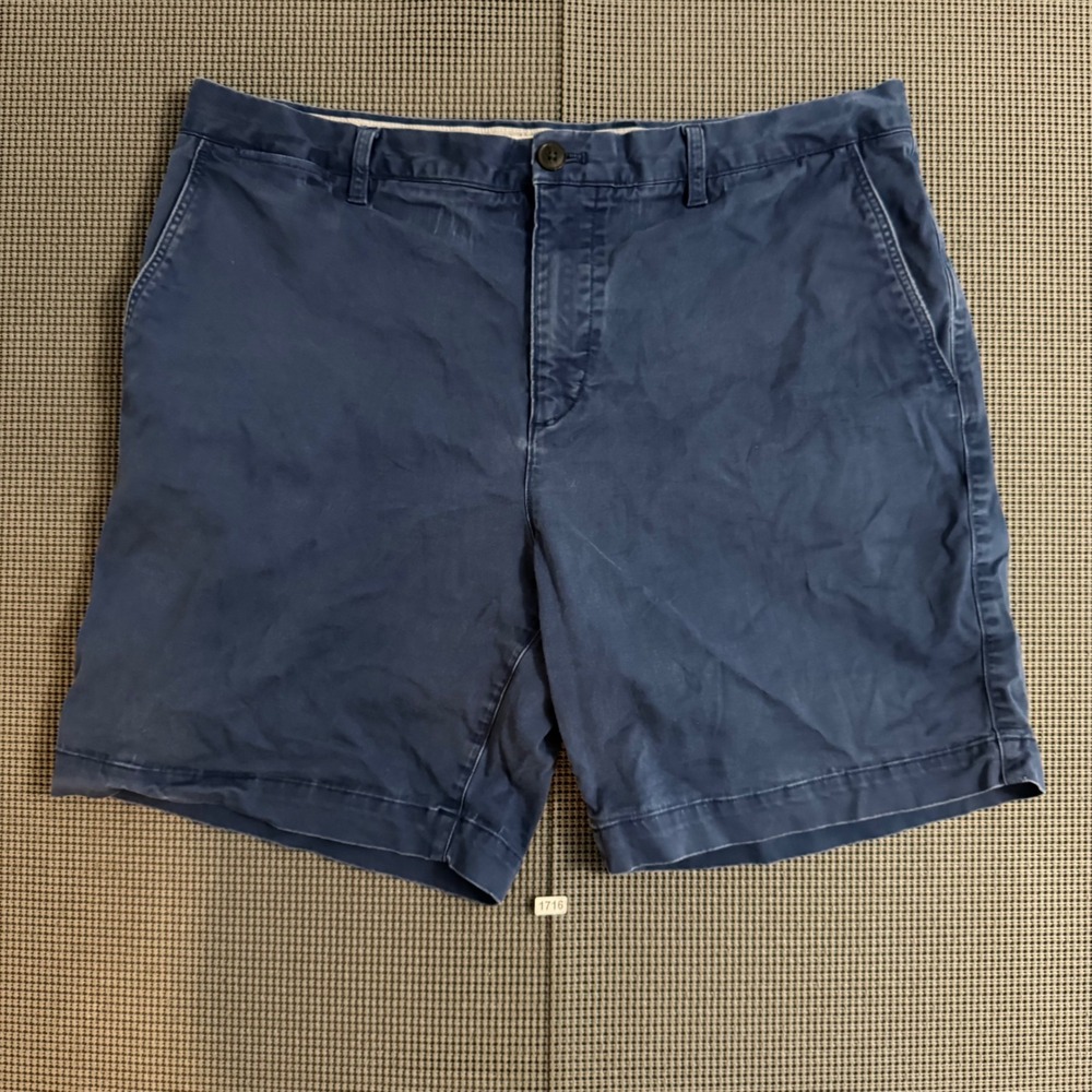 Lacoste Mens Chino Shorts Navy Blue Cotton FR 46 US 36 Logo Flat Front